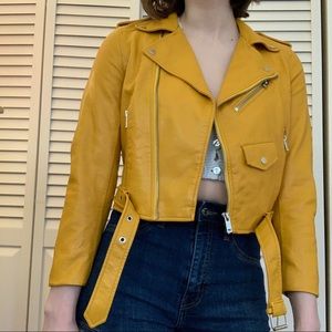 bright yellow leather jacket